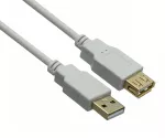DINIC Prolunga USB 2.0 HQ da A maschio ad A femmina, 28 AWG / 2C, 26 AWG / 2C, bianco, 2,00m, DINIC Polybag